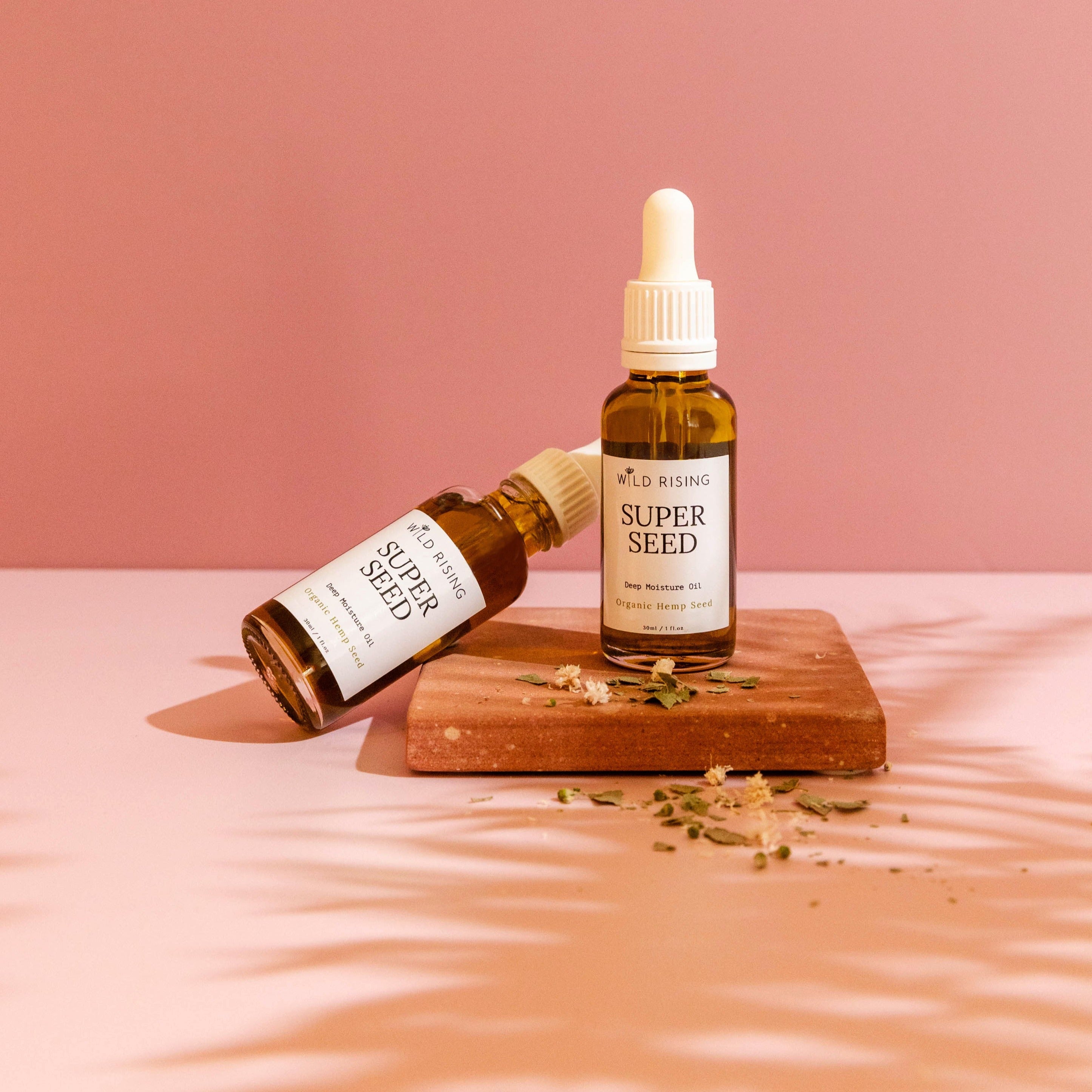 two hemp seed face oils stood up wild rising