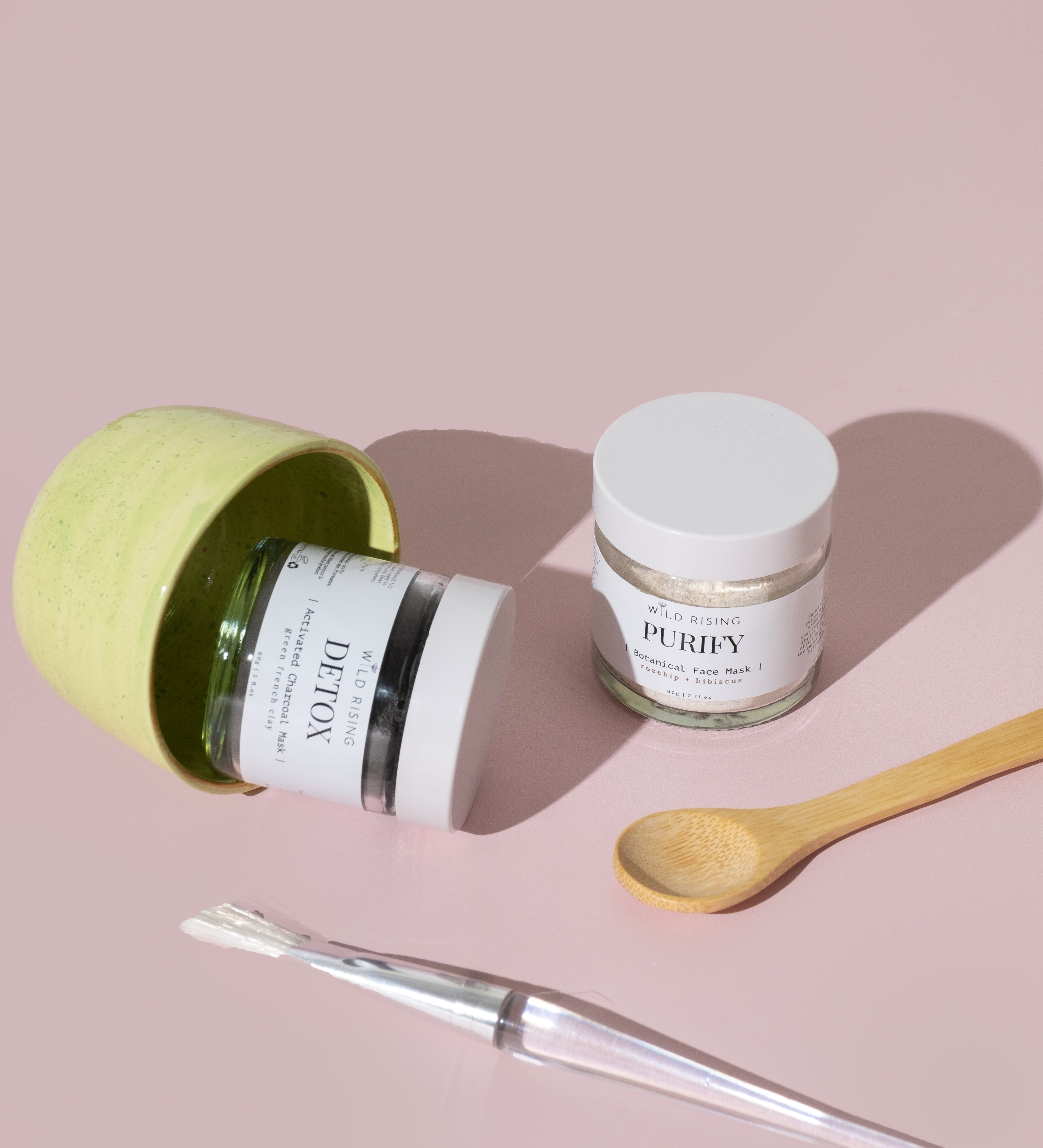 purify detox clay face mask set with bowl brush and spoon
