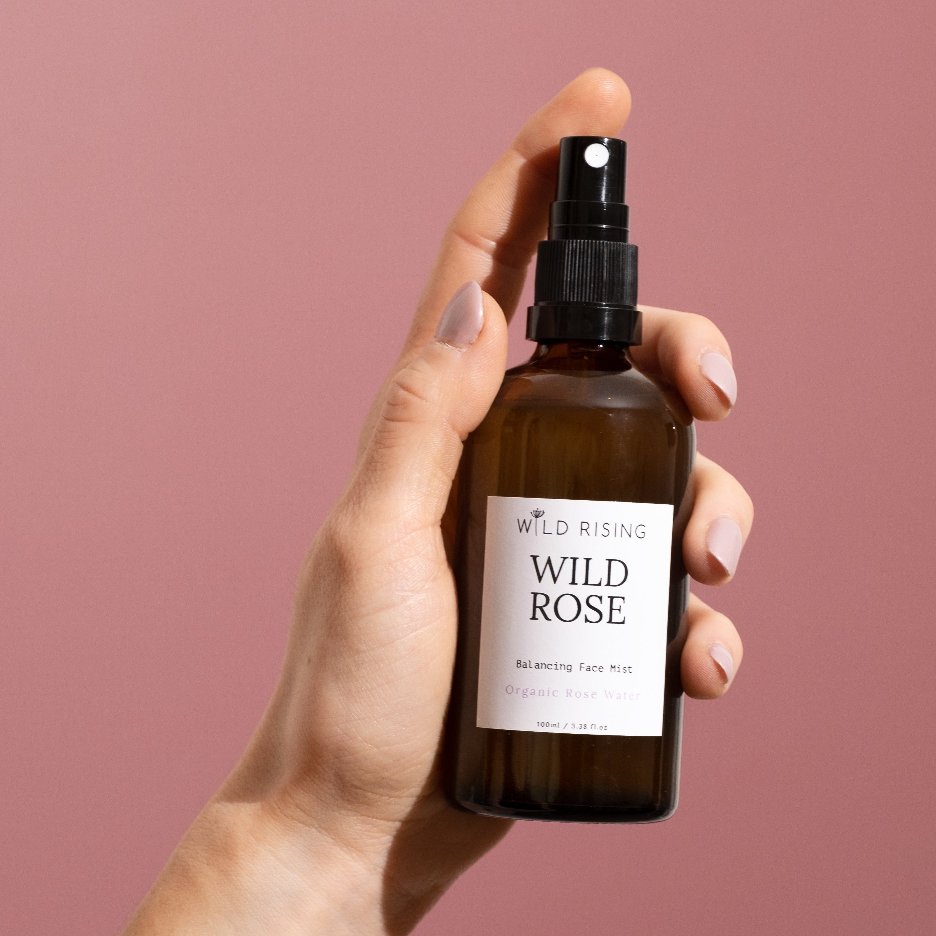 Organic rose water 100% natural skincare handmade in Devon by Wild Rising