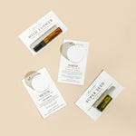 four mini products laid on a cream background