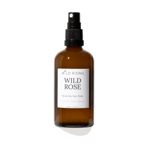 amber 100ml bottle with organic rose water in