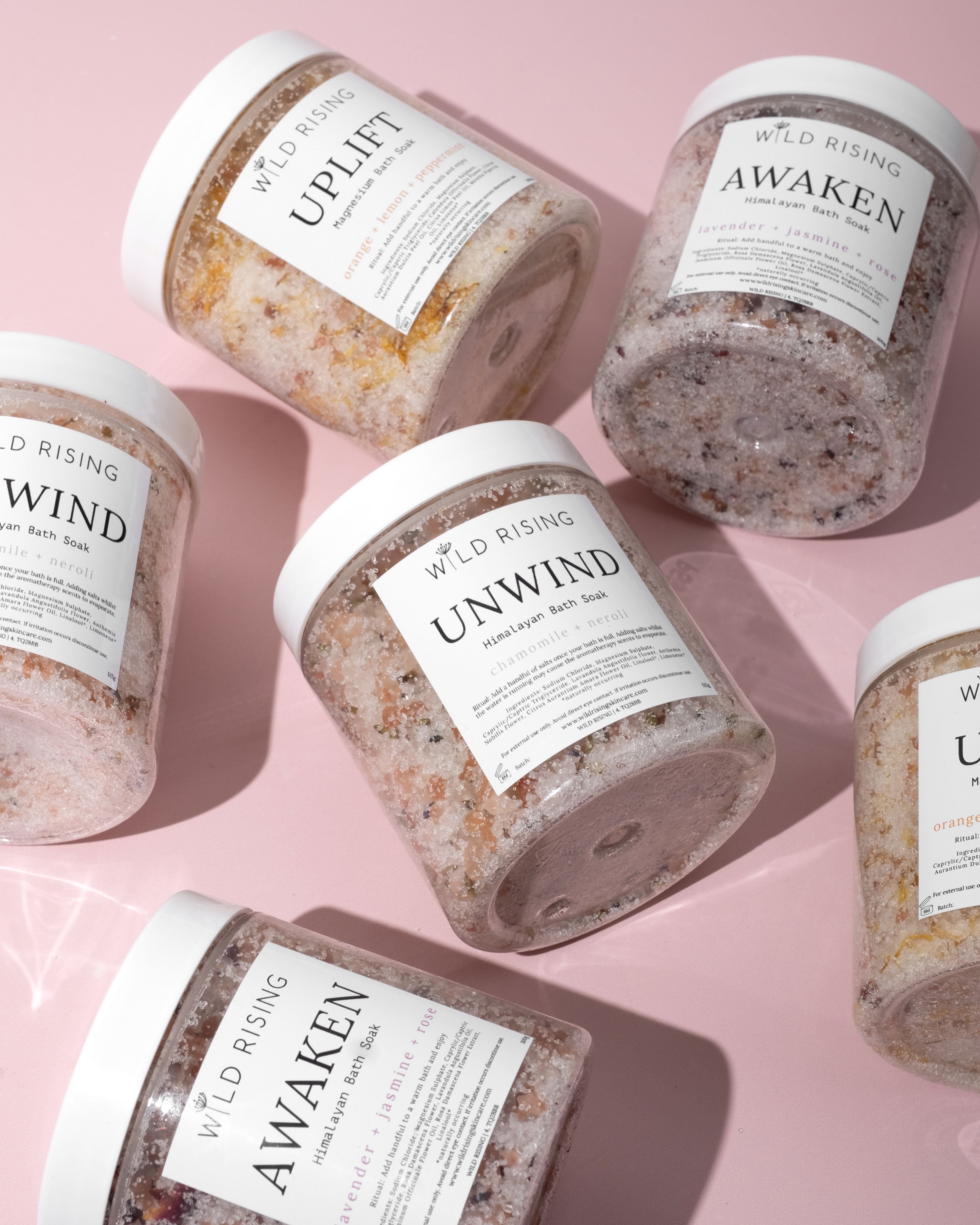 wild rising skincare natural bath salt collection