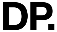 Bold black text reading 'DP.' in a sans-serif typeface on a solid white background.