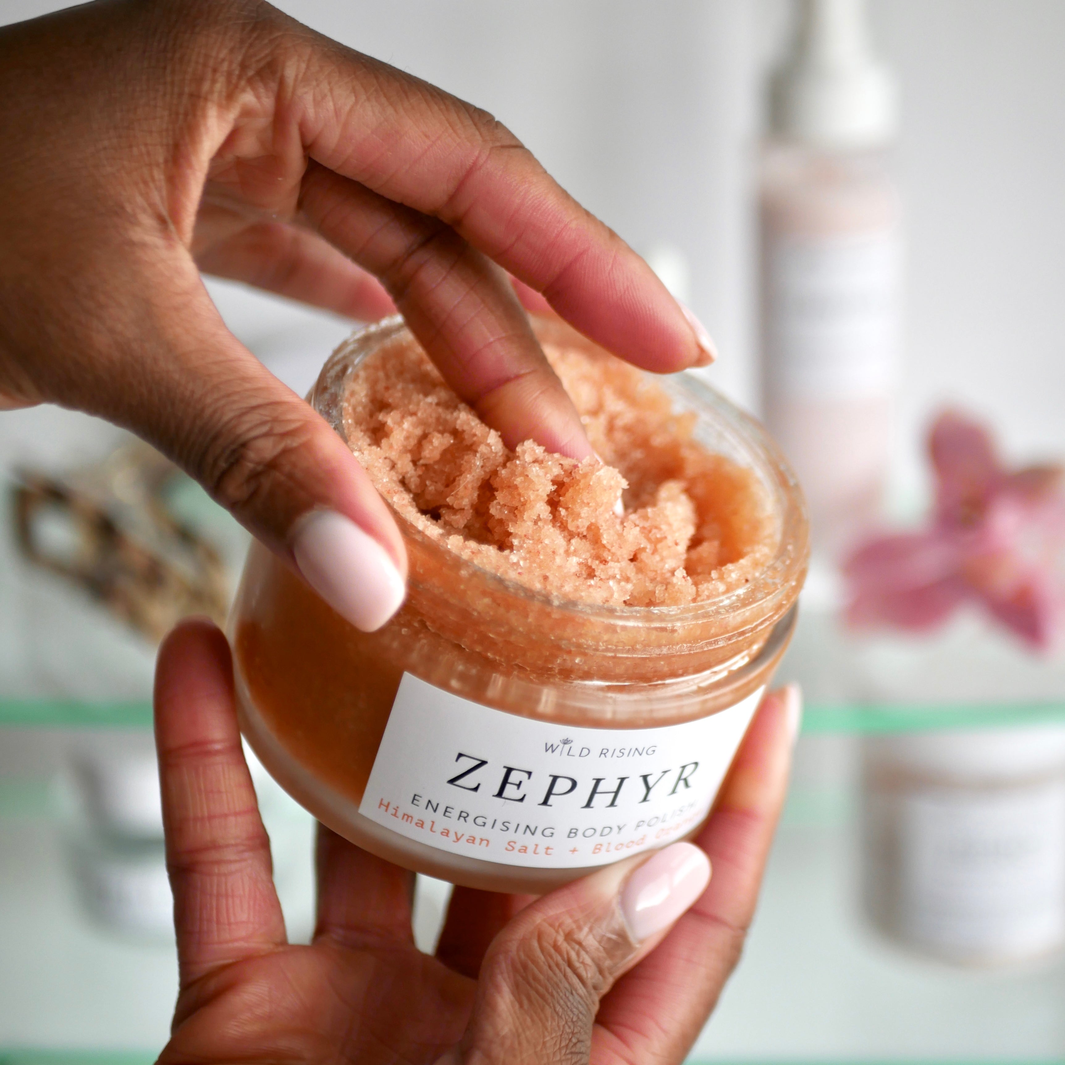 body scrub video being scooped out and used on arms
