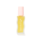 A small clear bottle filled with pale yellow liquid, featuring a light pink cap and vertical white text reading 'WILD RISING' on the front, centered on a plain white background.