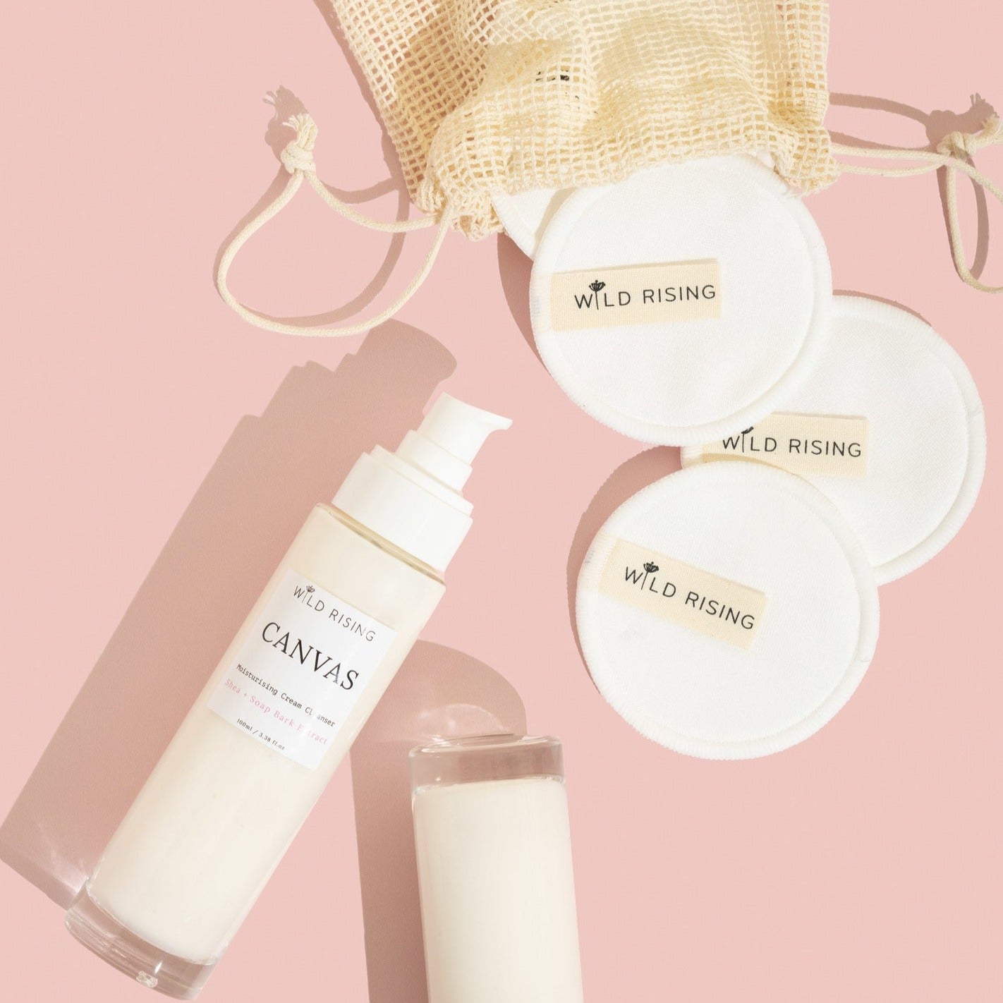 reusable makeup pads with canvas cream cleanser