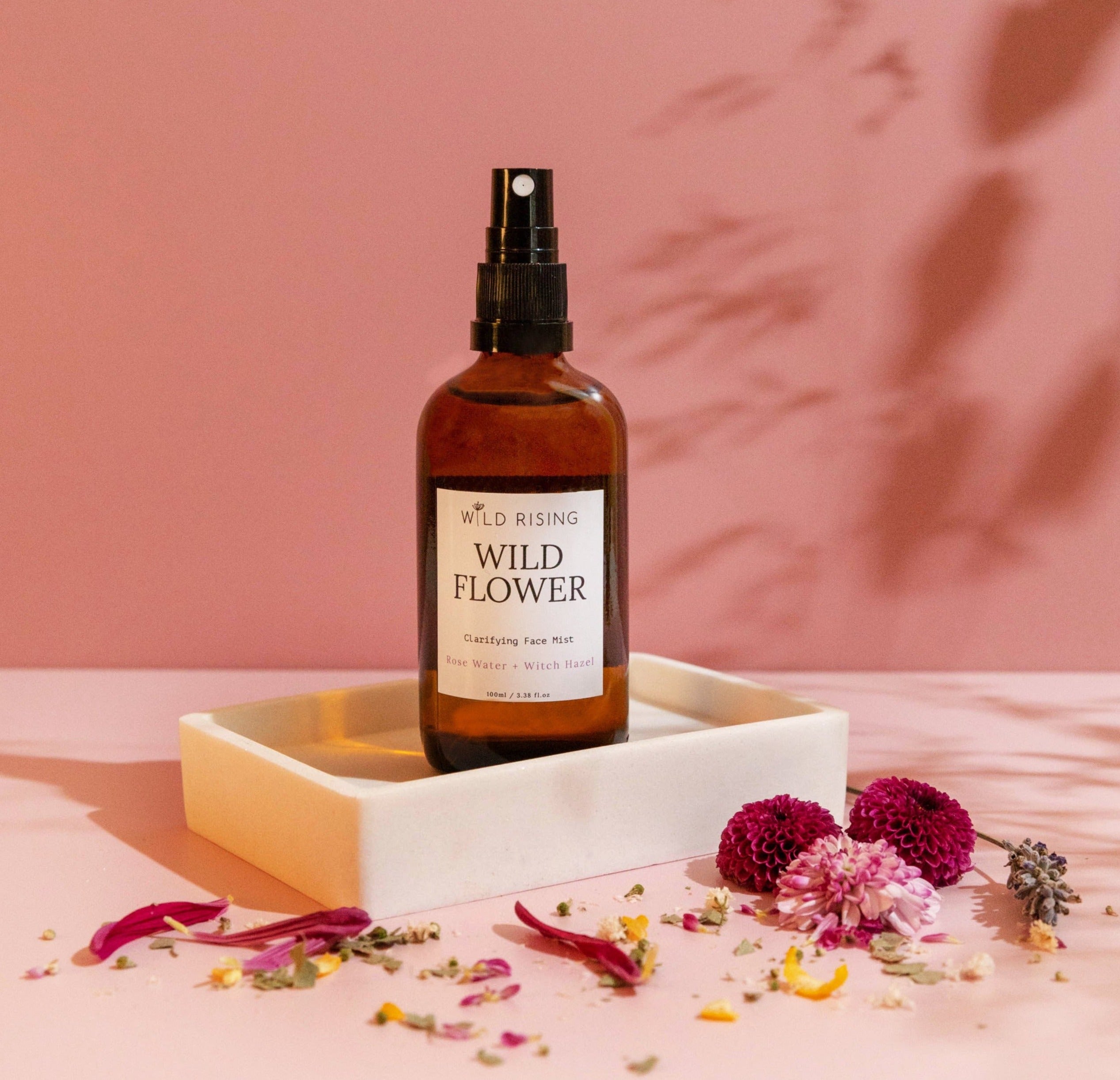 wild rising wild flower rose water witch witch hazel toner 