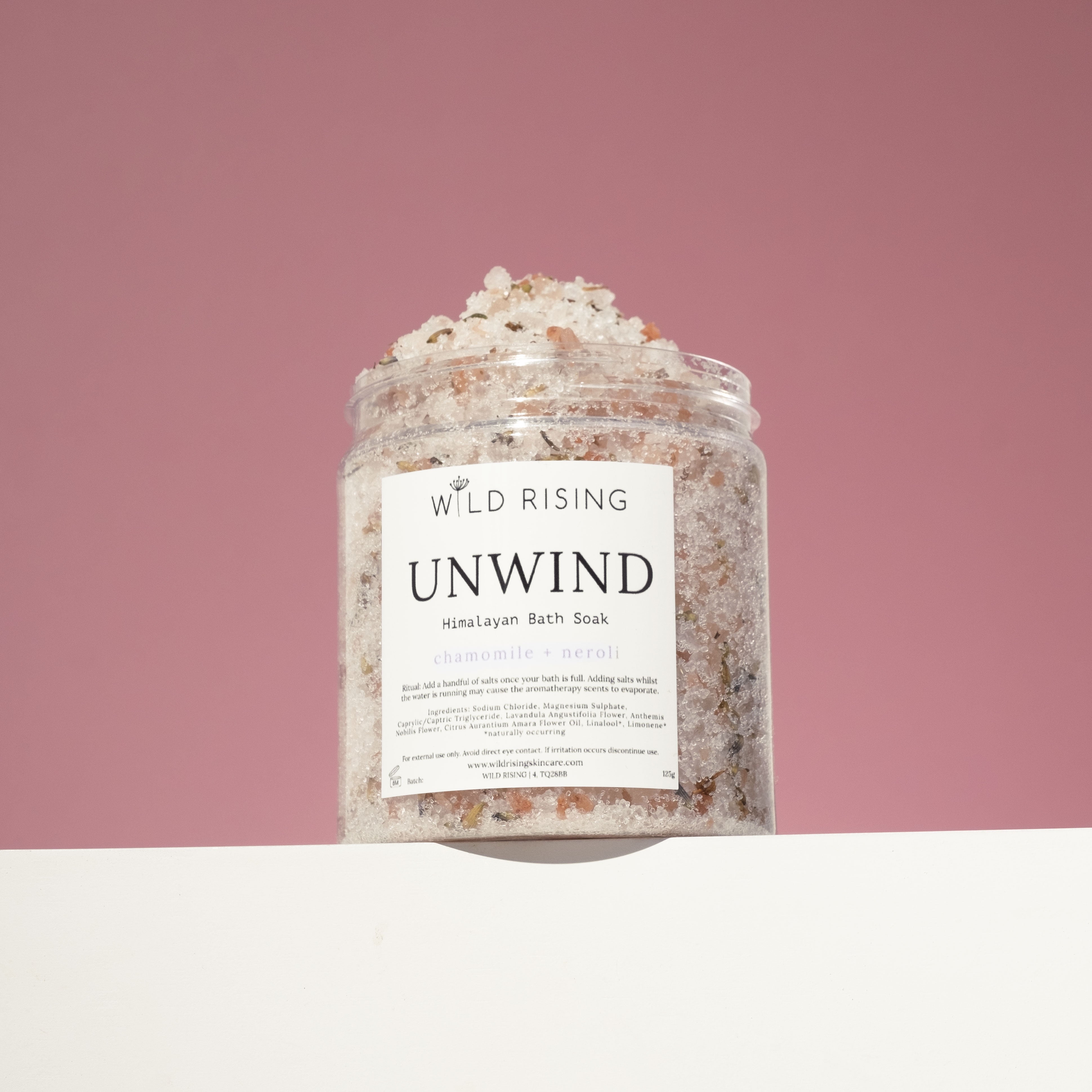 Bath salt soak chamomile & Neroli. Natural, Organic, Vegan, Cruelty-Free Skincare made in Devon.