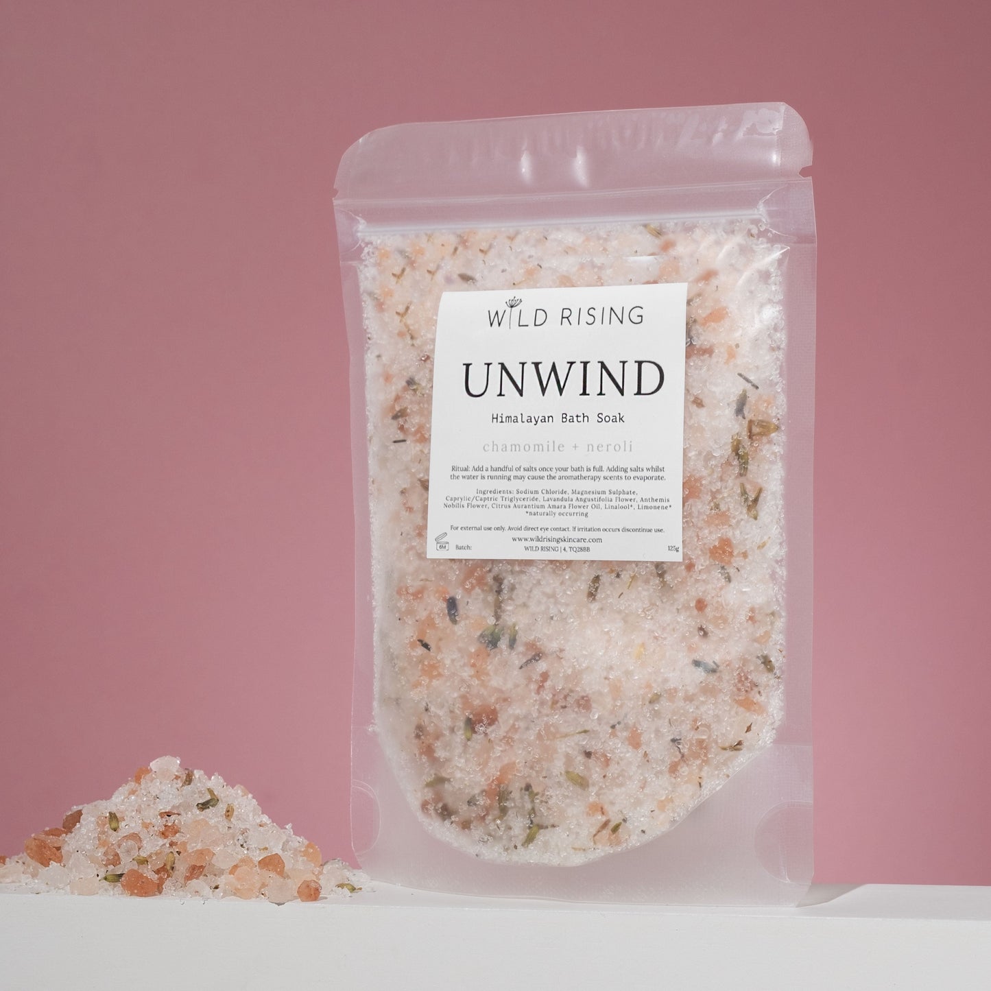 Organic Bath salt soak chamomile & Neroli. Natural, Organic, Vegan, Cruelty-Free Skincare made in Devon