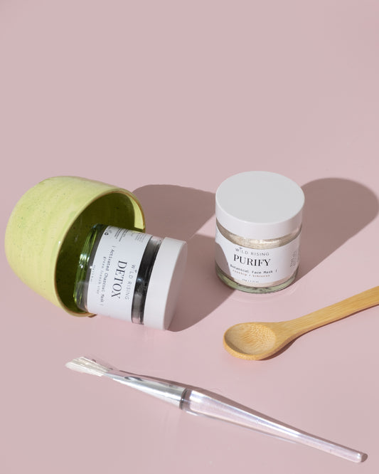 purify detox clay face mask set with bowl brush and spoon