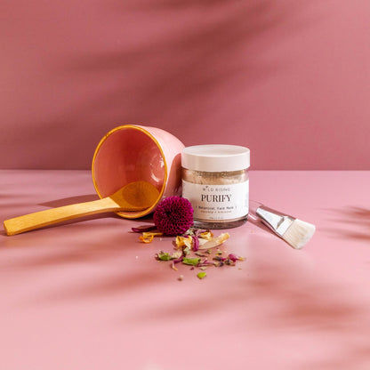 powdered clay mask with brush and bowl